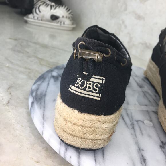 BOBS by Skechers Memory Foam Black Canvas Espadrille Loafer Women's Size 6.5 - Picture 5 of 16